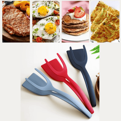 2 in 1 SPAKLEM - Kombination aus Spatel und Klemme gibt Sicherheit beim wenden der Zutaten