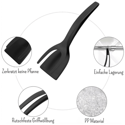 2 in 1 SPAKLEM - Kombination aus Spatel und Klemme gibt Sicherheit beim wenden der Zutaten