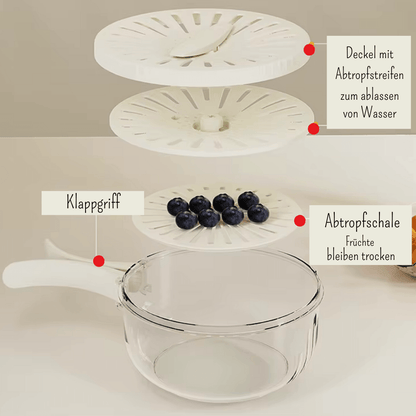 WABO - 3 in 1 Abtropfschale sparrt Zeit, mit nur einem Schritt, kann gewaschen, abgetropft und organiziert werden